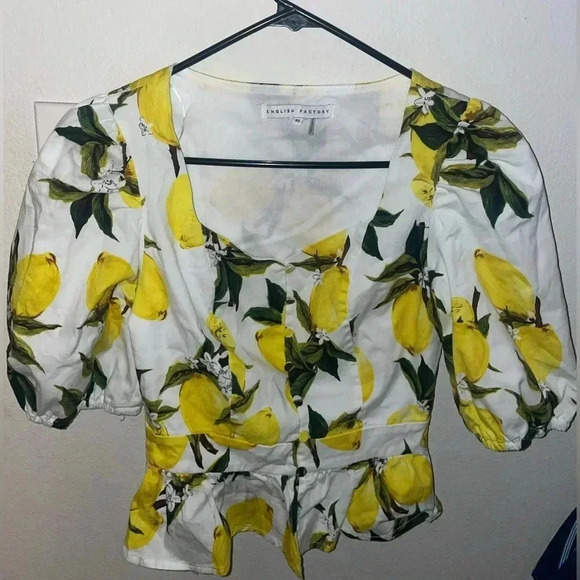 English Factory lemon printed peplum top size XS - Picture 3 of 5